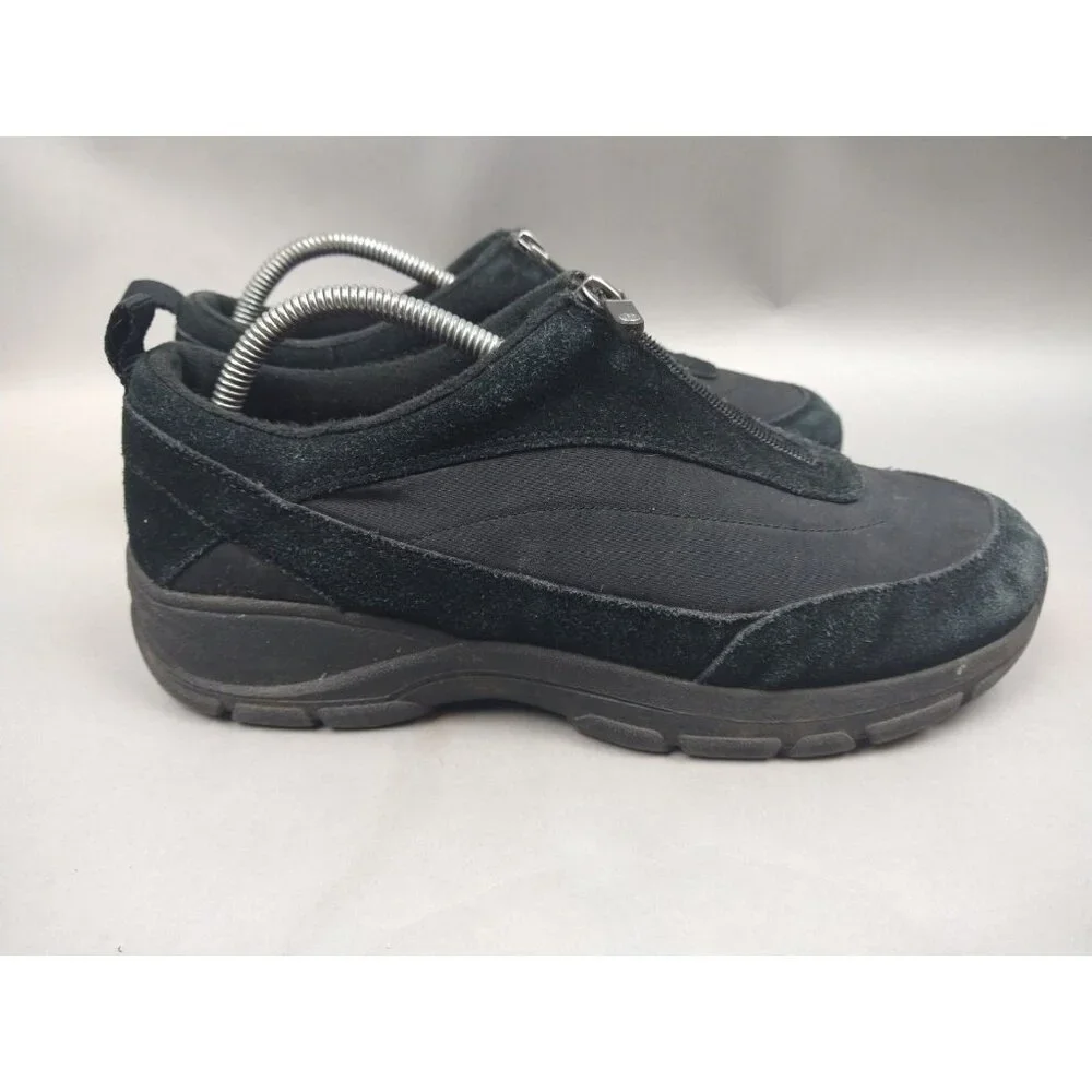 Lands’‎ End Women’s 10 Black Suede All Weather Zip Shoes Oxfords